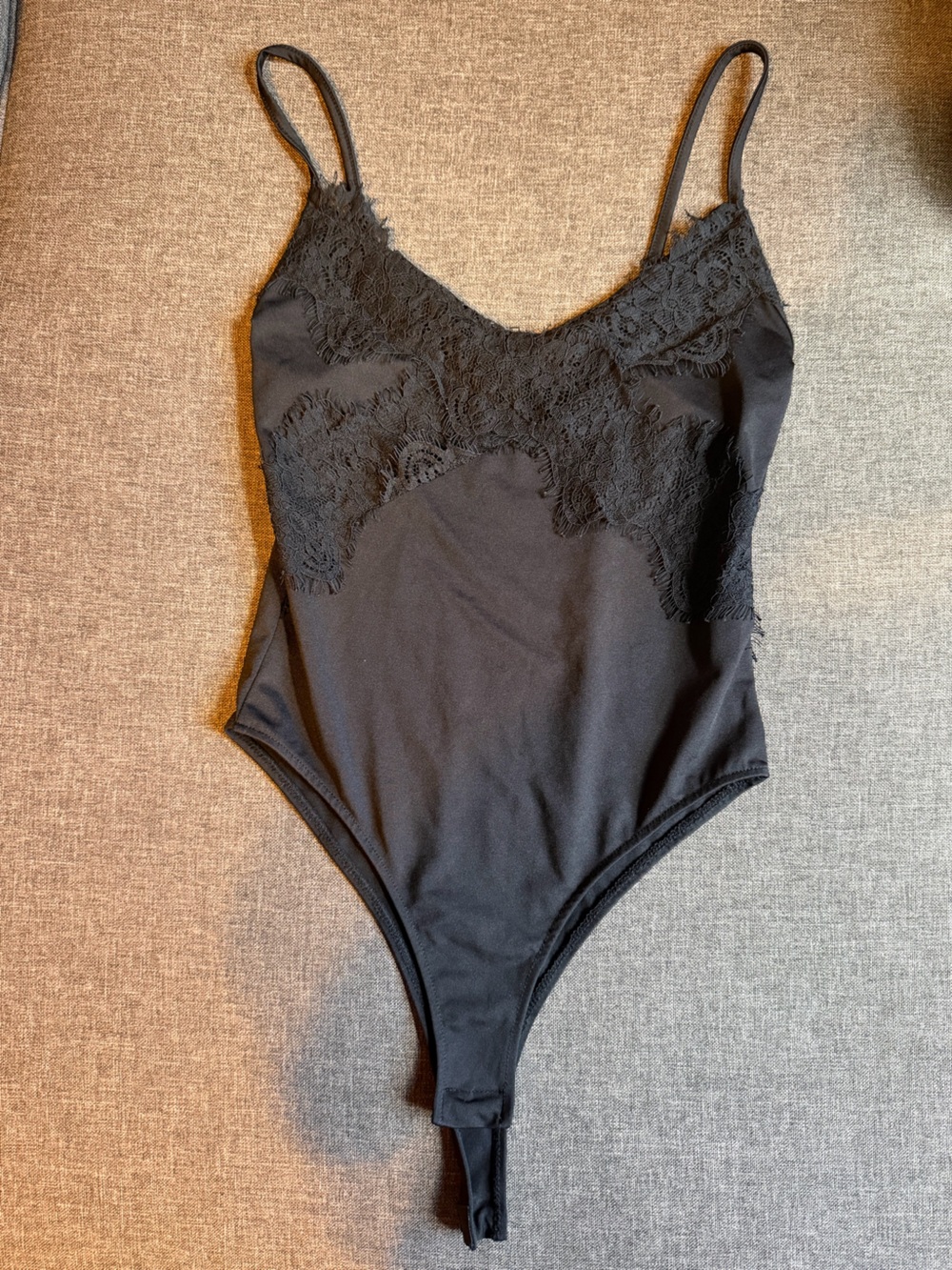 Zara Black Lace-Trim Bodysuit for Women